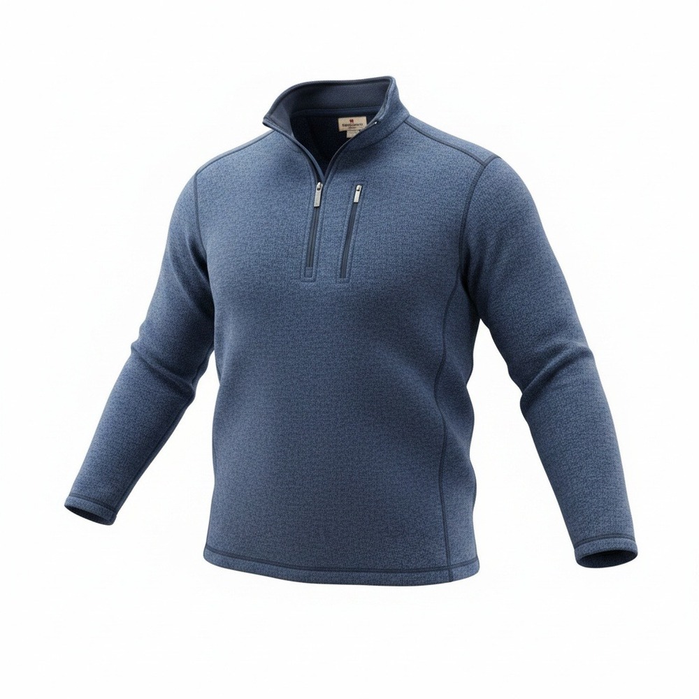 Woolrich HMQ0038S Quarter Zip Sweater Mens XXL Blue Fleece Chest Pocket